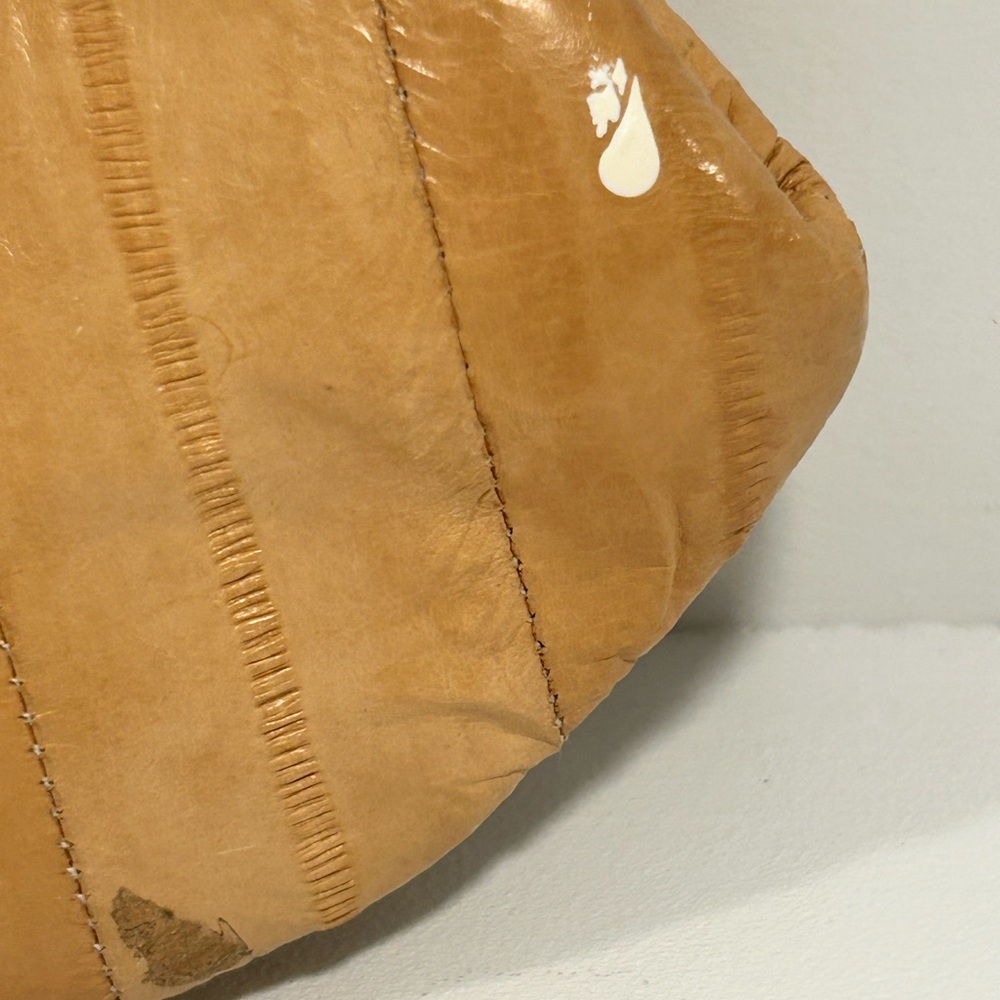 Vintage Genuine Eel Skin Coin Purse Kiss Lock Clutch Tan Eel Leather Made Korea - Picture 8 of 8